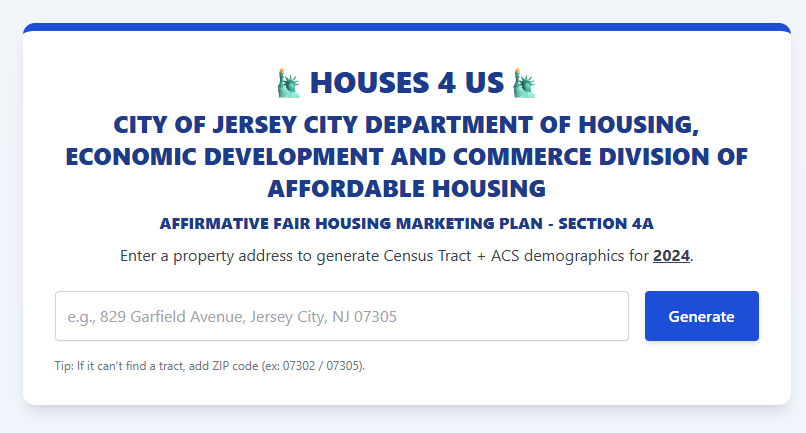 Houses 4 Us - Affirmative Fair Housing Marketing Plan Tool