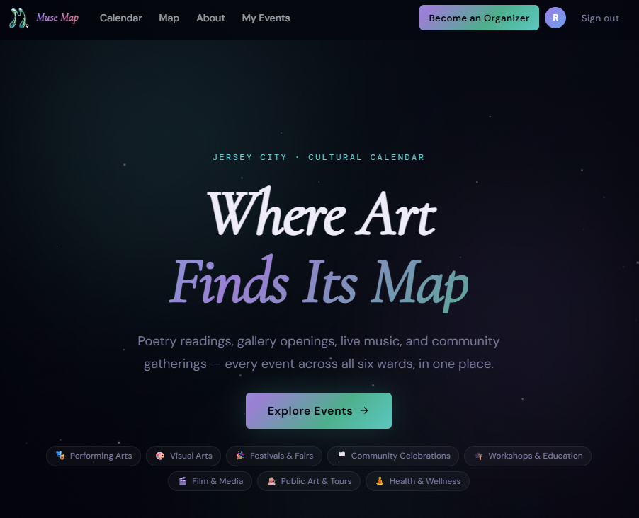 Muse Map - Jersey City Cultural Calendar